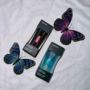Set of two Starbucks Cold Cup Key Chains Studded Blue & Mono Chromed Black